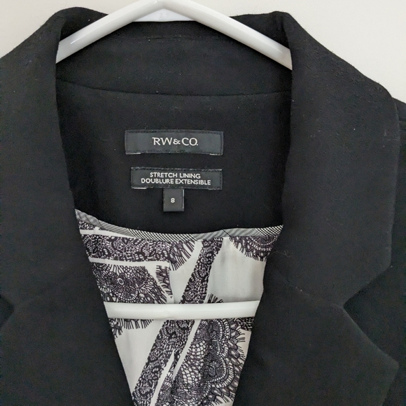RW&Co black double breasted suit jacket blazer size 8 - Picture 4 of 4